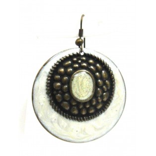 WHITE GALAXY Antique Gold Oxidized HOOP Earring - Drop Long Dangling Hook P4